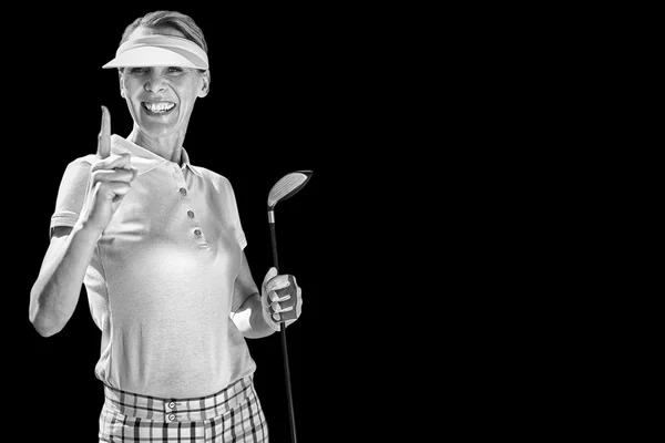 Leende kvinna spela golf — Stockfoto