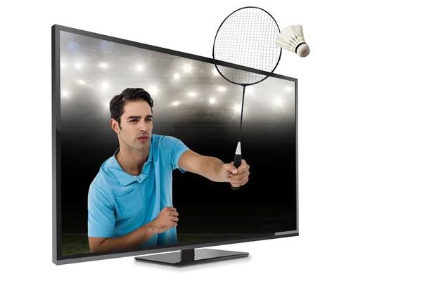 Badminton player playing badminton — Stock Photo, Image