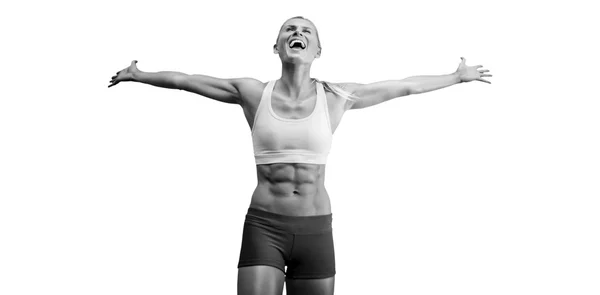 Mujer en forma celebrando la victoria — Foto de Stock