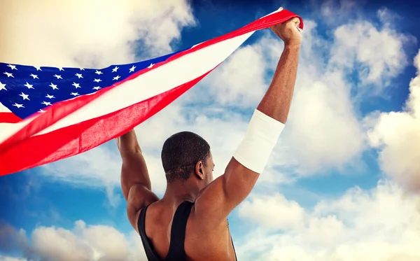 Atleta con bandera americana — Foto de Stock