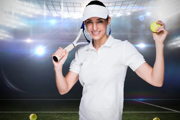 Athlet mit Tennisschläger und Ball — Stockfoto