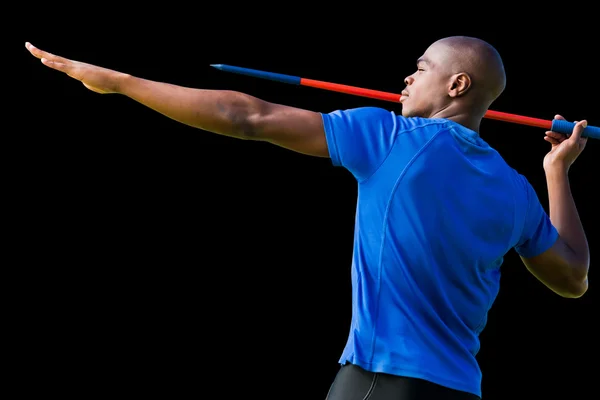 Sportsman praktiserande spjut kasta — Stockfoto