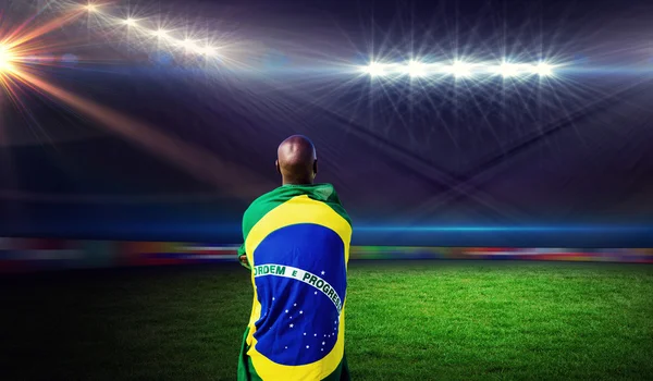 Brazilian sportsman against rugby stadium — Stock Photo, Image