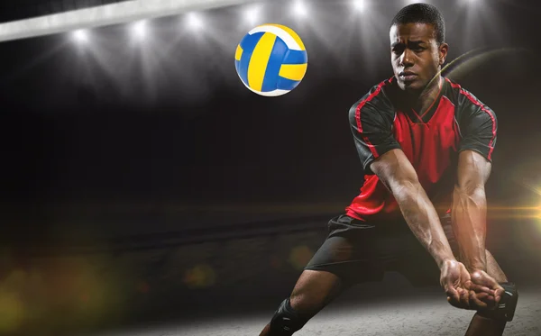 Image composite d'un sportif jouant au volleyball — Photo