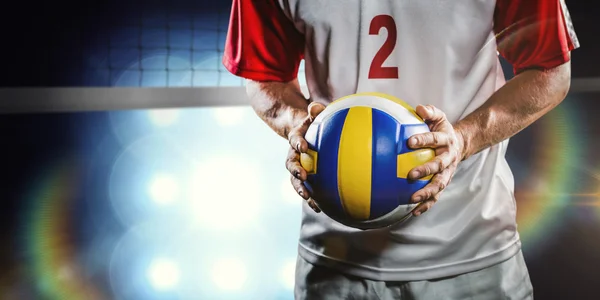 Sportivo con pallavolo in mano — Foto Stock