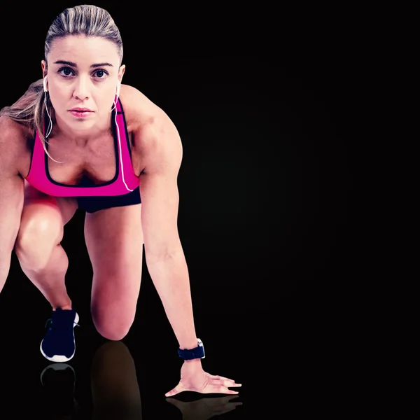Start hattı üzerinde kadın atlet — Stok fotoğraf