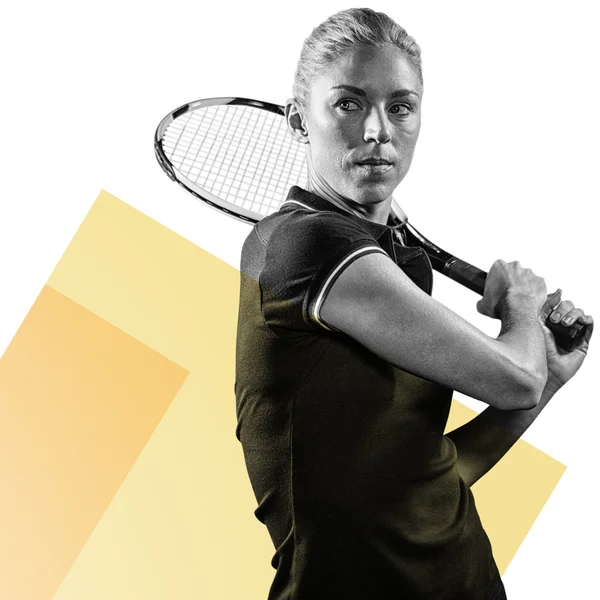 Tenista jugando al tenis con una raqueta —  Fotos de Stock