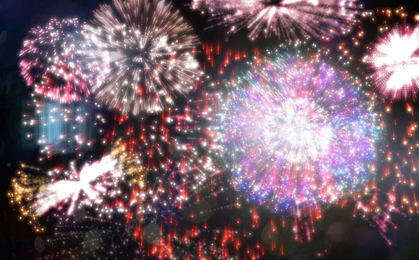Digitally generated colourful fireworks — Stock Photo, Image