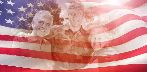 Army man with parents — Stock Photo, Image