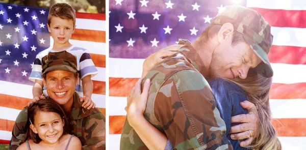 American soldier reunited with his partner — Stock Photo, Image