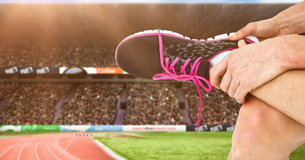 Athlete wearing trainer shoes — Stock Photo, Image