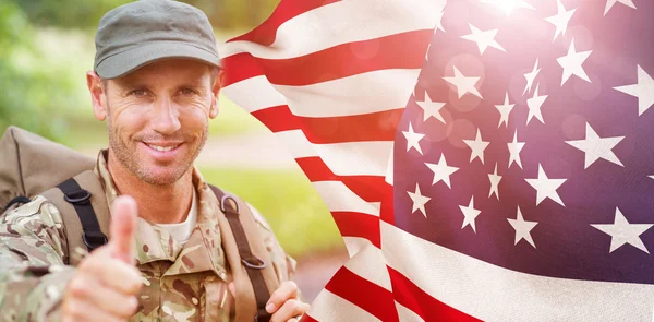 Army man with thumb up — Stock Photo, Image