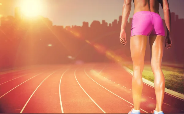 Sportswoman legs with sweat — Stock Photo, Image