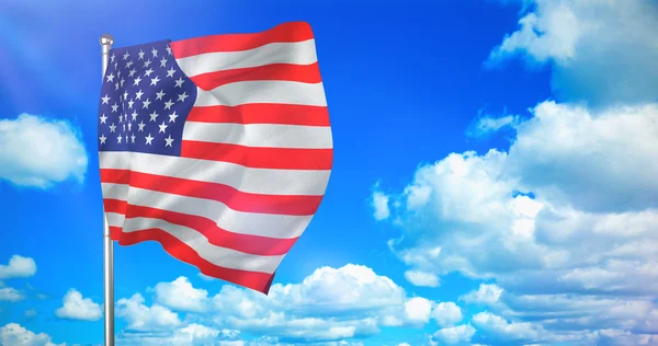 Mavi gökyüzüne karşı Amerikan bayrağı — Stok fotoğraf