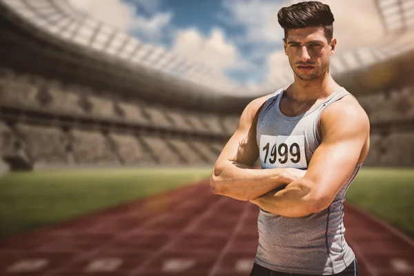 Handsome sportsman is posing — Stock Photo, Image