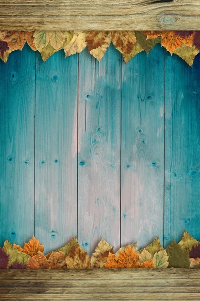 Hojas de otoño sobre madera — Foto de Stock