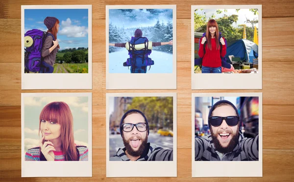 Hipsters traveling on pictures — Stock Photo, Image