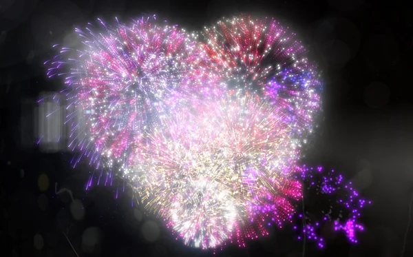 Digitaal gegenereerde kleurrijke vuurwerk — Stockfoto