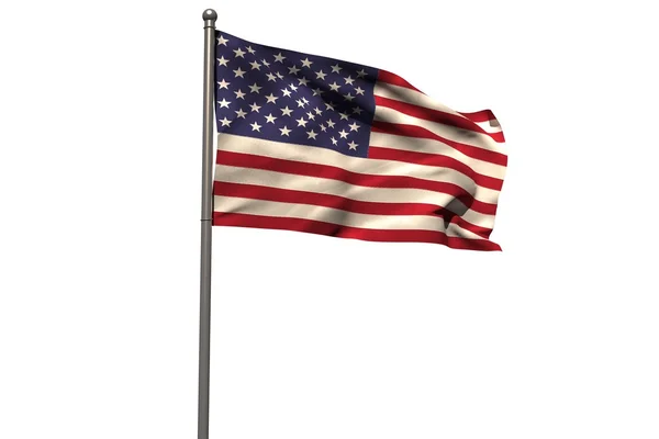 Pole with waving flag of America — Stock Photo, Image