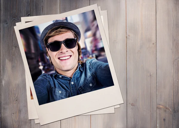 Crazy hipster wearing sunglasses — Stock Photo, Image