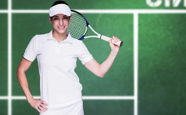 Жіночий спортсмен грає в теніс — стокове фото