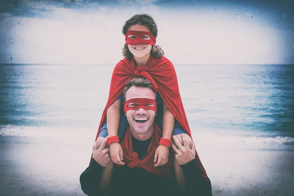 Father and son in superhero costume — Stock Photo, Image