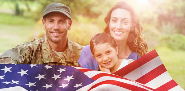 Army man with family — Stock Photo, Image