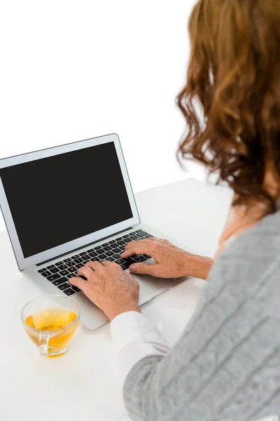 Mulher usando laptop — Fotografia de Stock