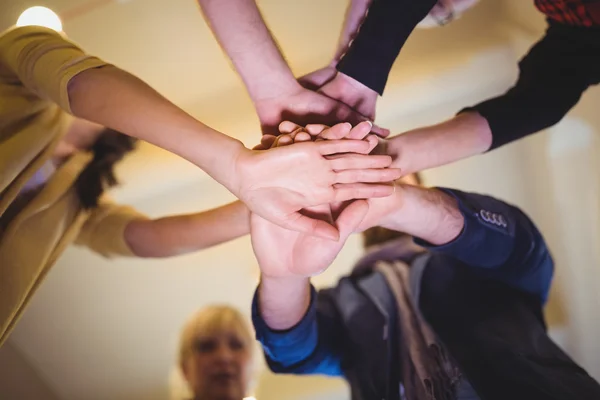 Creative business people stacking hands — Stock Photo, Image