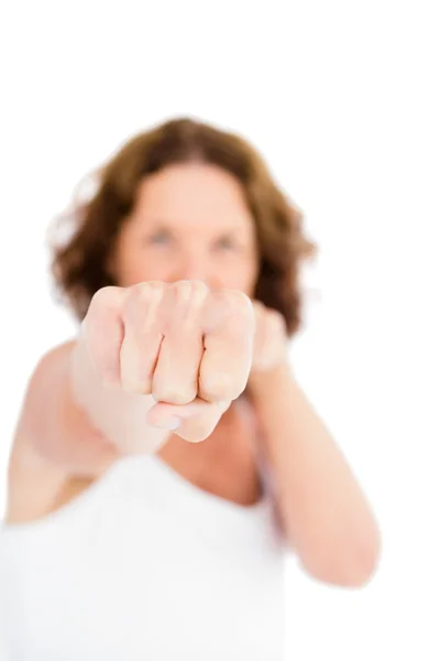 Portrait of woman punching — Stock Photo, Image