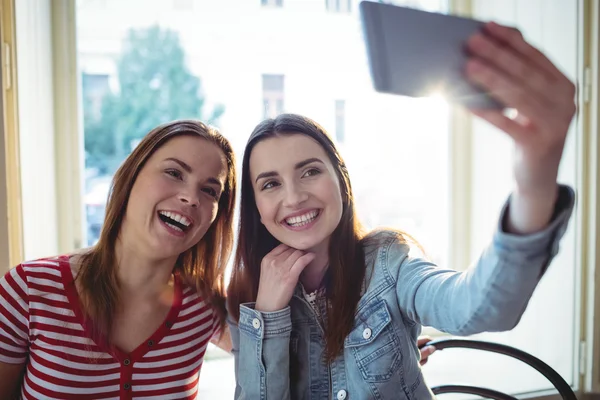 Female friends taking selfie at coffee shop — Stock Photo, Image