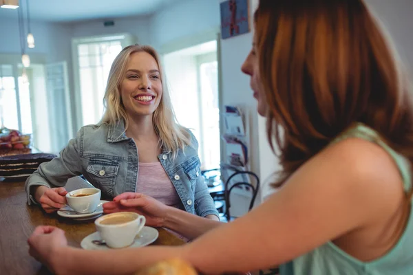 Customers communicating at counter — Stock Photo, Image