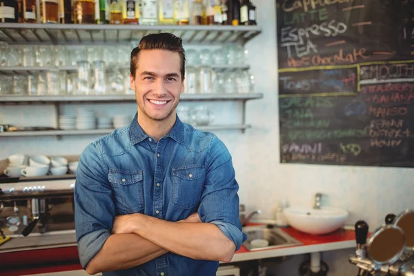 Handsome cafe owner — Stock Photo, Image