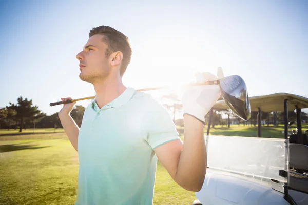 Kluger Mann mit Golfschläger — Stockfoto