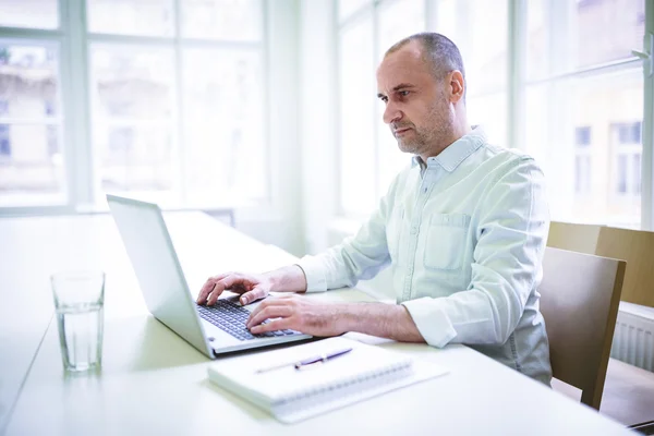 Uomo d'affari che utilizza laptop — Foto Stock