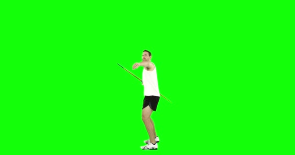 Hombre practicando lanzamiento de jabalina — Vídeos de Stock