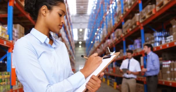 Trabajadores de almacén trabajando juntos — Vídeos de Stock