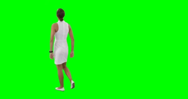 Mujer mirando la pantalla táctil virtual — Vídeos de Stock