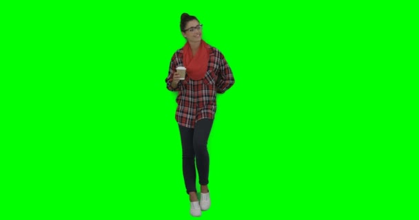 Woman is having coffee — Stock Video