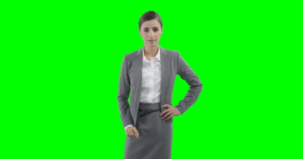 Businesswoman using a virtual touchscreen — Stock Video