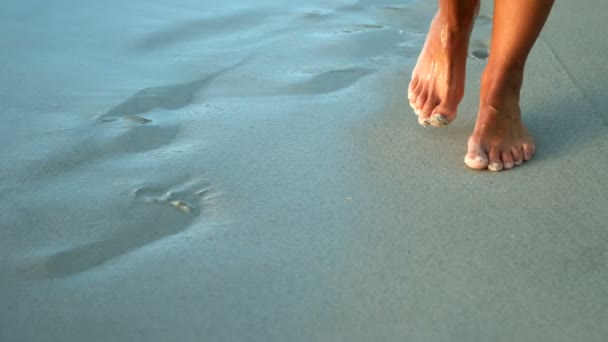 Mulher andando na praia — Vídeo de Stock