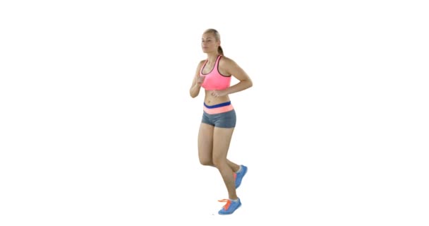 Side view of sportswoman is running — Stock Video