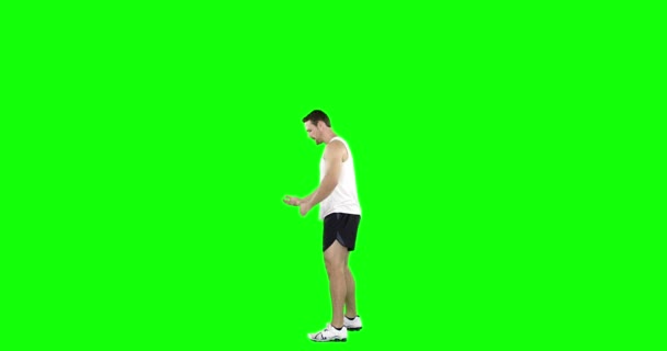 Athlete man practising disc and exercising — Stock Video