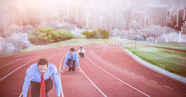 Hommes d'affaires prêts à courir — Photo