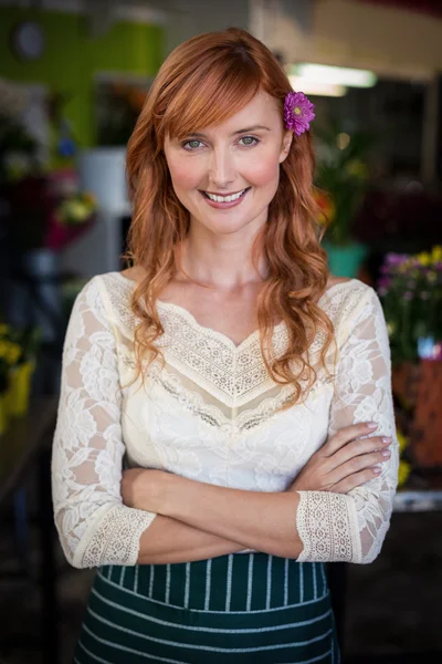 Portrait of female florist smiling — Stock Photo, Image