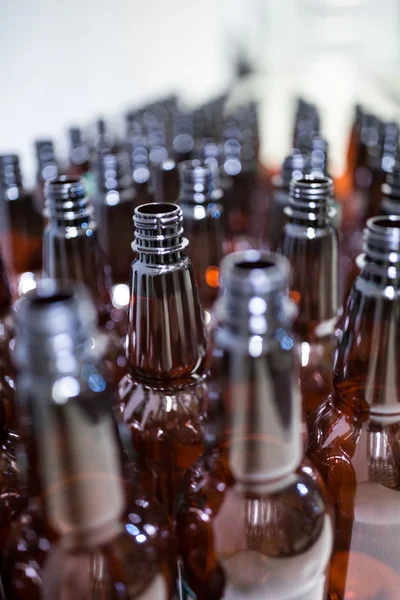 Пустые пивные бутылки на пивоварне — стоковое фото