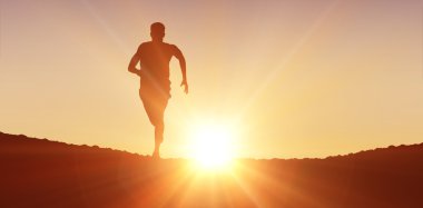 man running against clouds clipart