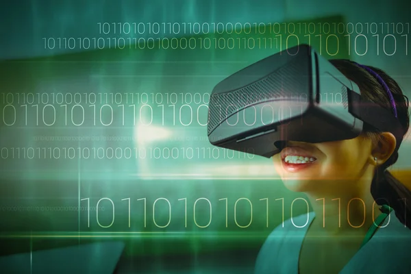 Girl wearing virtual reality glasses — Stock Photo, Image