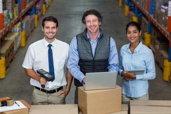 Happy managers are posing during work — Stock Photo, Image