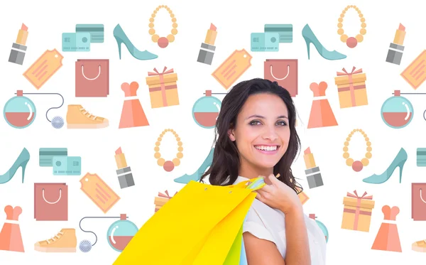 Bruna con shopping bags — Foto Stock